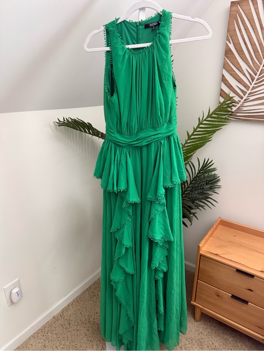 Badgley Mischka Green Chiffon Gown 4 - Picture 4 of 6